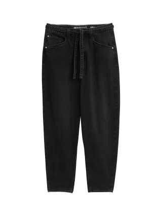 Denim Tom Tailor - TTADEA BARREL Jeans mit Gürtel black denim - Gr. - XL