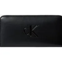 Calvin Klein Geldbörse RAISED CK LONG ZIP AROUND, Damen Geldbeutel, Portemonnaie mit CK-Logo
