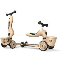 Scoot and Ride Kinderfahrzeug Lauflernhilfe Highwaykick 1 Lifestyle, Leopard / Beige, mit Aufbewahrungsbox, 2in1 Kickboard