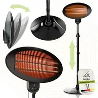 Juskys Infrarotstrahler, 2000 W, 3 Stufen, höhenverstellbar mit Kippschutz, mit Quartzröhren
