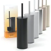 SAVEGA WC-Reinigungsbürste SAVEGA - Klobürste Silikon Edelstahl - lang, Toilette, Gäste WC, Sanitärraum, Badezimmer, diskretem Halter,Spritzschutz,Antibakterieller Bürstenhalter