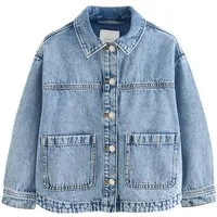 Next Jeansjacke Denim-Hemdjacke mit Tasche und Häkelbesatz (1-St)
