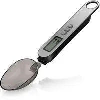Arendo Löffelwaage Küchenwaage digital, Feinwaage, LCD-Anzeige, max. 500g, 0,1g Auflösung, 2 abnehmbare Löffel mit Skalierung, Abschaltautomatik 60 s, Edelstahl