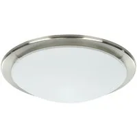 EGLO Deckenleuchte PLANET Deckenlampe, silber, weißes satiniertes Glas, Küchenlampe, E27, Dimmfunktion, ohne Leuchtmittel, Wohnzimmerlampe, Flurlampe, Esszimmer, Büro, zeitlos, 29x29x8,5cm