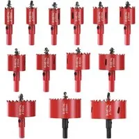 TUWENA Lochsäge Lochsäge Set 18mm-75mm, 13 Stück M42 Bi-Metall Universal Lochkreissäge