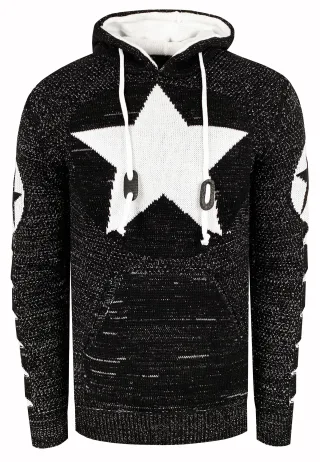 Grobstrick Comic Kapuzen-Pullover