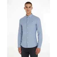 Tommy Jeans Langarmhemd TJM Slim Stretch Oxford mit Flaglabel auf der Brust