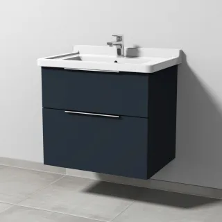 Sanipa 3way Waschtischunterbau zu Duravit Starck 3 Waschtisch mit 2 Auszügen, Marine-Matt UP7101R