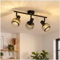 Nettlife Deckenstrahler 1/2/3flammig Schwarz Retro E14 Wandlampe Industrie Deckenspot, ohne Leuchtmittel, Käfiglampe aus Metall Wandspot für Schlafzimmer Flur