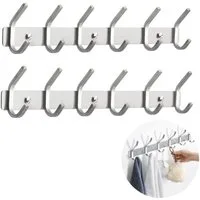 BlingBin Wandgarderobe 4/6 Haken Kleiderhaken Wand Hakenleiste Garderobenhaken 2er Set (2 Stück, 2 St., 2pcs), Handtuchhaken Wandmontage Gebürstet ca. 30kg