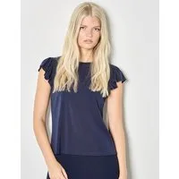 Apricot T-Shirt Jersey-Strick-T-Shirt mit Rüschen in unifarben