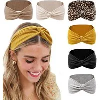 Zaewry Haargummi 6 Stück Boho Stirnbänder, Rutschfest Stirnband,Damen Haargummi, 6-tlg., für kurzes Haar, Yoga, Workout, Laufen, Sport