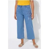 Angel of Style Regular-fit-Jeans Jeans-Culotte weites Bein Blumen-Motiv 5-Pocket
