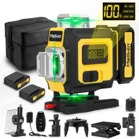 MELLWIN Kreuzlinienlaser 16 Linien Nivellierlaser 4 x 360 ° Laser Wasserwaage mit 2x Batterie, Laserwasserwaage für Innenbau, Fliesen & Holz