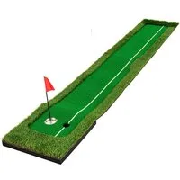 COSTWAY Puttingmatte, Putting Green mit 3 Golfbällen & 2 Lochgrößen, 300 x 50 cm