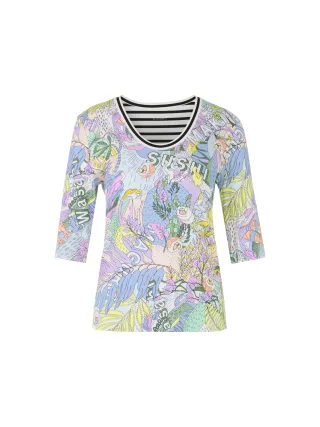 Marc Cain Sports - Rippen-T-Shirt mit Sushi-Print lavender macaron - Gr. - 46
