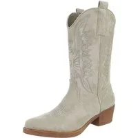 Ital-Design Stylische Damen-Stiefel mit Kunstvollen Details für Herbst Westernstiefel (89938020) Blockabsatz Stiefel in Hellgrün