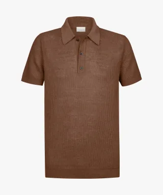 Profuomo - Clay Leinen-Baumwoll-Polo clay - Gr. - XL