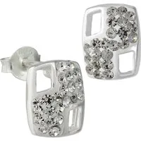 SilberDream Paar Ohrstecker SilberDream Ohrringe Damen 925 Silber (Ohrstecker), Damen Ohrstecker Rechteck aus 925 Sterling Silber, Farbe: silber, weiß
