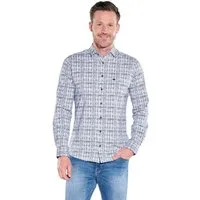 Engbers Langarmhemd Herren Elstisches Langarm Hemd in Pepita Optik, Saphirblau