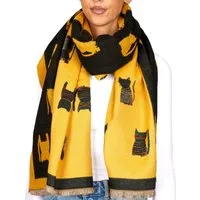 BRUBAKER Schal Cashmirillo Damen Schal mit Katzen Muster - 70 x 200 cm, (Herbstschal Winterschal, 1-St. Weiches Kaschmir-Gefühl), Warm, Kuschelig und Oversized - Damenschal für Herbst und Winter