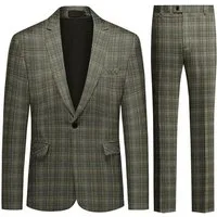 Allthemen Anzug (2 tlg) Slim Fit Herrenanzug im Farbeblock-Karomuster