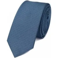 Fabio Farini Krawatte Herren Krawatten Blautöne - klassische Männer Schlipse in 6cm (ohne Box, 1-St., Kariert) Schmal (6cm), Schwarz Blau Struktur - Cobalt Salts/Black