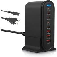 i@home 600-W-USB-C-Schnellladegerät, 8-Port-GAN-USB-Ladestation Ladestation (Mehrfach-USB-C-Ladegerät kompatibel mit iPhone,Mac,iPad,Dell,Samsung)
