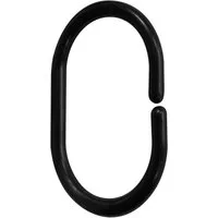 Aqualine Duschvorhangstange Duschvorhangringe 12 St., Kunststoff, schwarz, Plast, Aqualine-23038