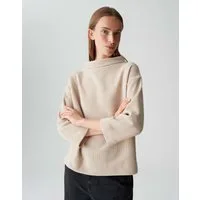 OPUS Sweatshirt GOHEME in feiner Waffelstruktur überschnittene Schulter mit 3/4 Arm, Waffelstruktur, U-Boot-Ausschnitt