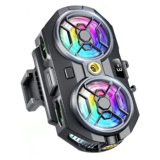 RS17 15W Dual Core AI Phone Cooler Semiconductor Gaming Cooler with RGB 3 Speed Digital Display for 69-100mm Phone Live