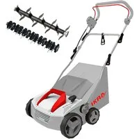 ikra GmbH Elektro-Vertikutierer IEVL 1838, 38 cm Arbeitsbreite, (inkl. Walzen & Fangkorb), 2in1 Gerät, 1.800 Watt, werkzeugloser Walzenwechsel