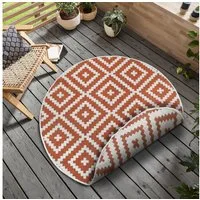 OTTO home Teppich Ronda Wendeteppich, rund, Höhe: 5 mm, Sisal-Optik, Flachgewebe, In- und Outdoor, geometrisches Boho Design