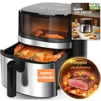 Aigostar Heißluftfritteuse, 2000 W, Sichtfenster, Digitalem Led Touchscreen, Spülmaschinenfeste Körbe