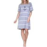 Normann Nachthemd Damen Nachthemd in maritimer Optik mit Anker Motiv –auch in Übergröße