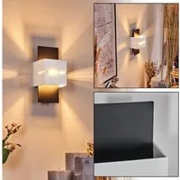 hofstein Wandleuchte Wandlampe aus Metall/Glas in Schwarz/Weiß, ohne Leuchtmittel, moderne Up&Down-Leuchte mit Lichteffekt, Schalter am Gehäuse, G9
