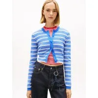Tommy Jeans Strickjacke TJW CREW NECK STRIPE CARDI EXT reine Baumwolle, Streifen Look
