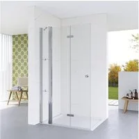 AQUABATOS Walk-in-Dusche Walk in Duschglas Duschabtrennung faltbare Duschwand, Falttür Drehfalttür aus 5 mm Sicherheitsglas Klarglas, mit Festteil und Duschablagen