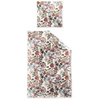 Irisette Bettwäsche Irisette Mako Satin Bettwäsche Wave 8623-60 rot beige Blumen 135x200, Mako Satin, 2 teilig, Verdeckter Qualitäts-Reißverschluss