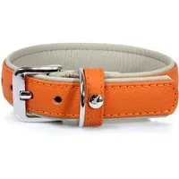 Das Lederband Hunde-Halsband Hundehalsband Amsterdam orange/grey