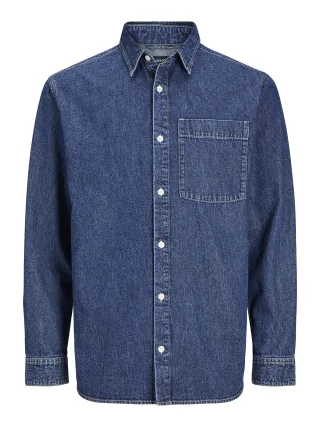 JACK&JONES - JJICREEK JJSHIRT L/S WI 599 blue denim - Gr. - S