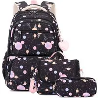 MOPUEA Schulrucksack Rucksack Schultaschen 3er Set Schule Mädchen Jungen Teenager (Turnbeutel Seitentasche, Laptopfach, Wasserabweisend Schulranzen, 3-tlg), Büchertasche für Mittelschule, Schüler