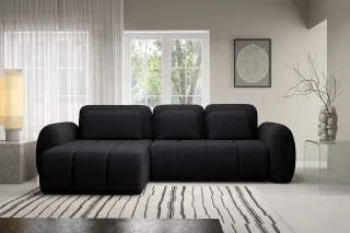Ecksofa Schlafsofa Sofa CARIA in Stoff Quelle Schwarz Ottomane Links
