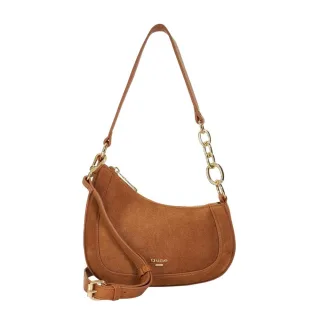 Dune London - "Lo Direction" Schultertasche, Wildleder (Hellbraun)