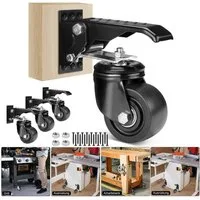 XERSEK Lenkrolle 4X 75mm Schwerlastrolle Transportrollen Absenkbar für Werkbank, (Absenkbar Lenkrollen Heberollen Industrierollen, bis 250 kg, für Werkbänke oder andere Geräte, Schwarz)