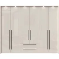 OTTO home Drehtürenschrank Piano, inklusive Rahmen und Beleuchtung, soft-close-Funktion (viele Breiten zur Auswahl, 226cm hoch, mit jeweils 2 Schubladen) beige oder weiß, UV lackiert, Hochglanzfronten, FSC-zertifiziert