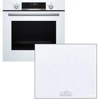 BOSCH Backofen-Set Backofen 3DHeißluft AirFry EcoClean + Induktionskochfeld Booster weiß, EcoClean Direct