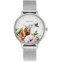 Engelsrufer Quarzuhr Flower ERWA-FLOWER1-MS-MS, Armbanduhr, Damenuhr, Edelstahlarmband, analog