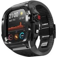 Wigento Smartwatch-Armband Für Apple Watch Ultra 2 / 1 49mm Silikon Armband Metall Gehäuse Hülle, Stoßfest, stilvoll, integriertem Armband