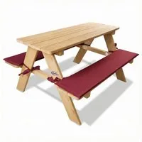 Coemo Garten-Kindersitzgruppe, (Set, 1-tlg), Braun Picknicktisch aus Holz Kinder Sitzgruppe Sitzgarnitur mit Kissen